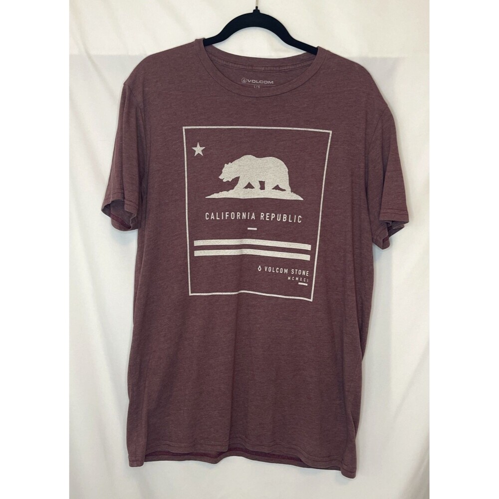 Volcom Stone California Republic Men's Red Basic T-Shirt Size Large Short Sleeve
